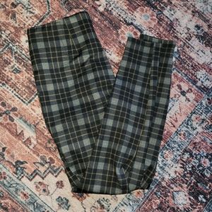 Pull on plaid skinny trousers
